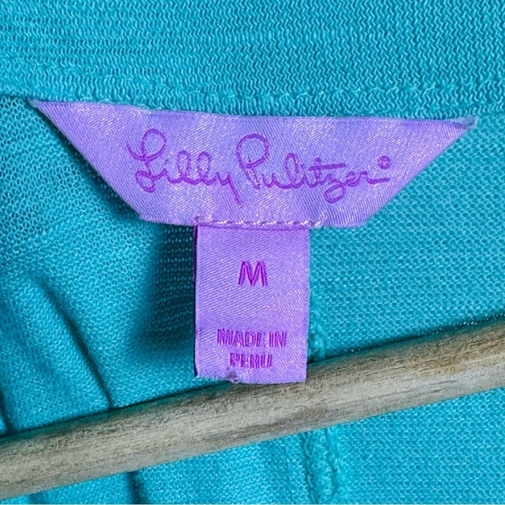 LILLY PULITZER Tidewater Tunic Dress M Classic 3/4 length sleeves V Neck cotton - Picture 9 of 9